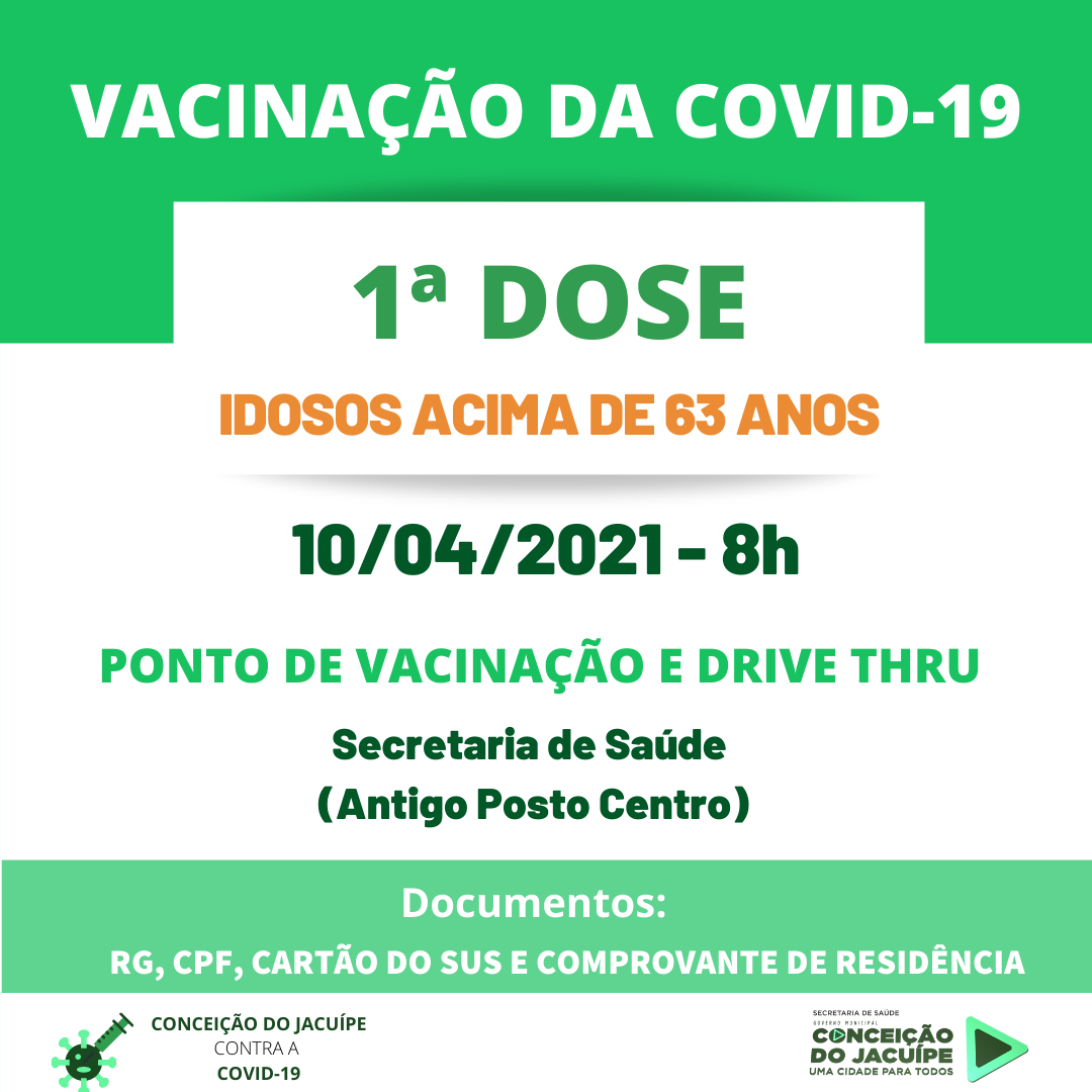 Conceição do Jacuípe aplica 1ª dose da vacina em idosos acima de 63 anos