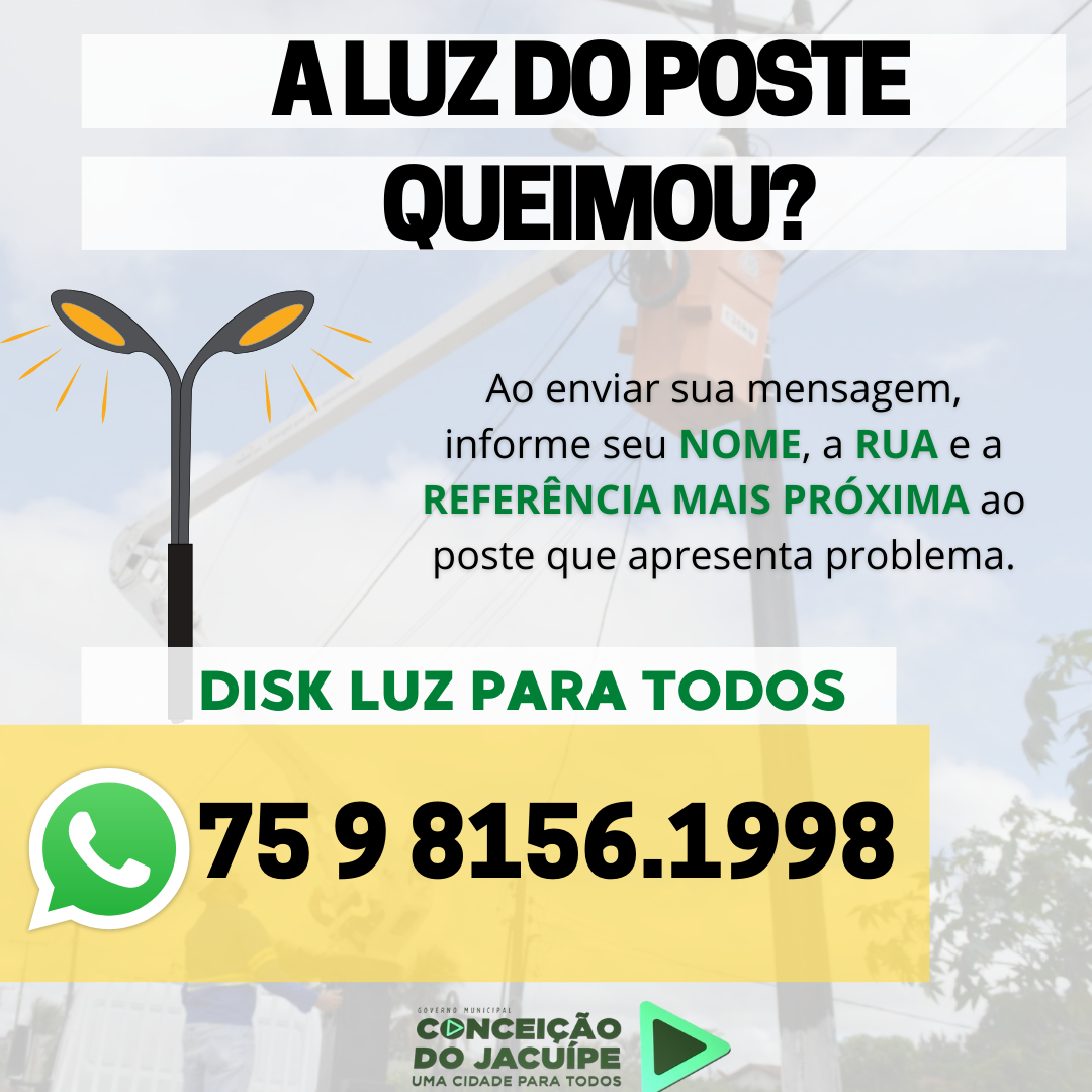 População conta com serviço “Disk Luz Para Todos” para solicitar reparos na iluminação pública