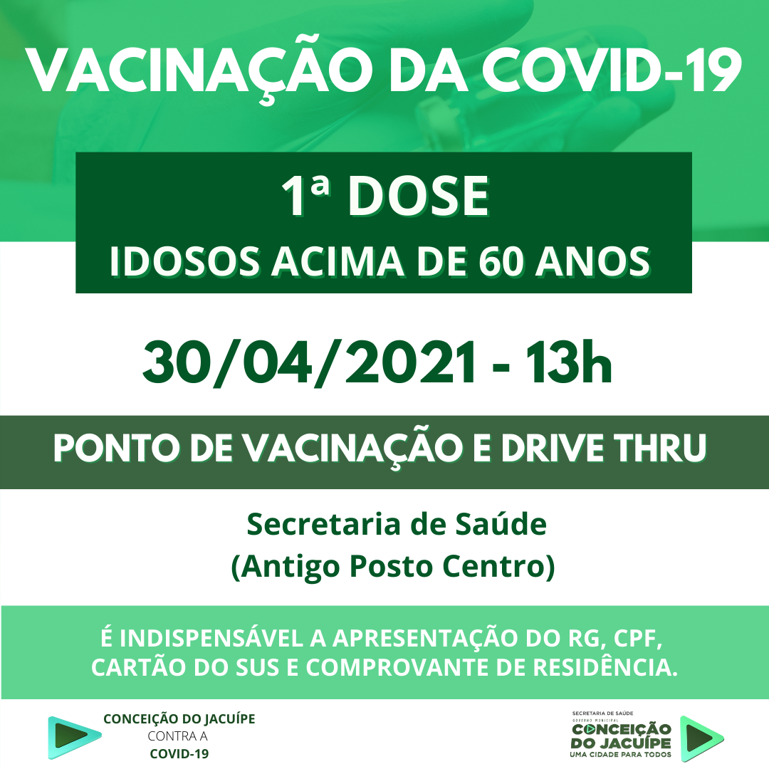 Secretaria de Saúde dá continuidade à vacinação contra Covid-19 para idosos acima de 60 anos 