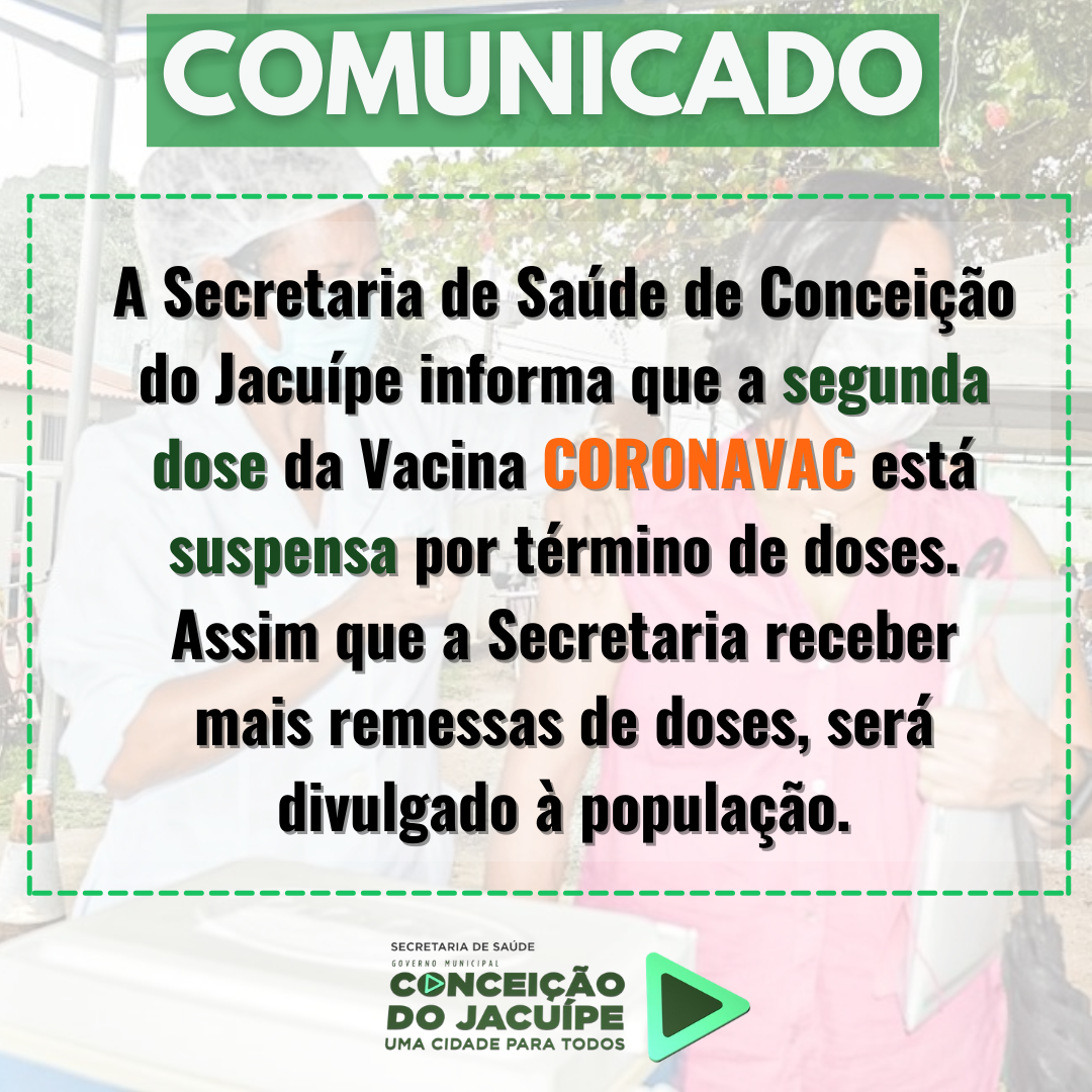 Comunicado da Secretaria de Saúde nesta terça-feira (04)